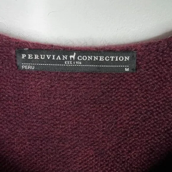 Peruvian Connection Size Medium Alpaca Blend Long Sleeve Maroon Sweater Dress - Picture 5 of 7